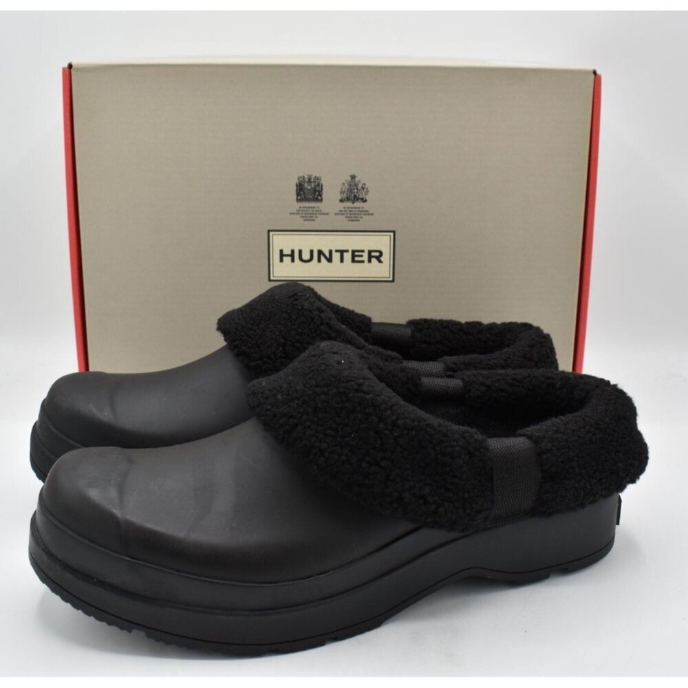 Hunter Play Clogs Mens Size 9 Black New Sherpa Lined Rubber Slip On Shoes